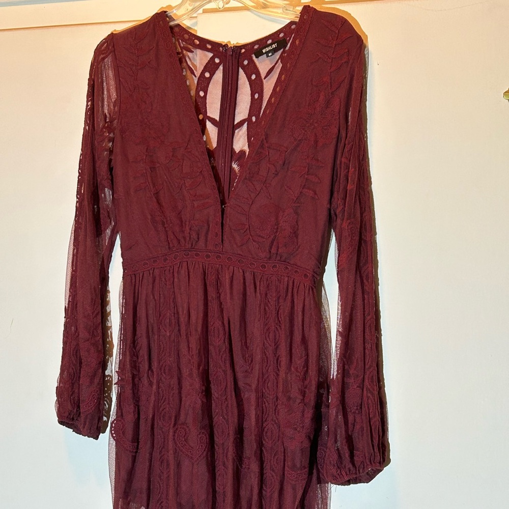 Wishlist Red Long Sleeve Bishop Gown - Picture 10 of 14